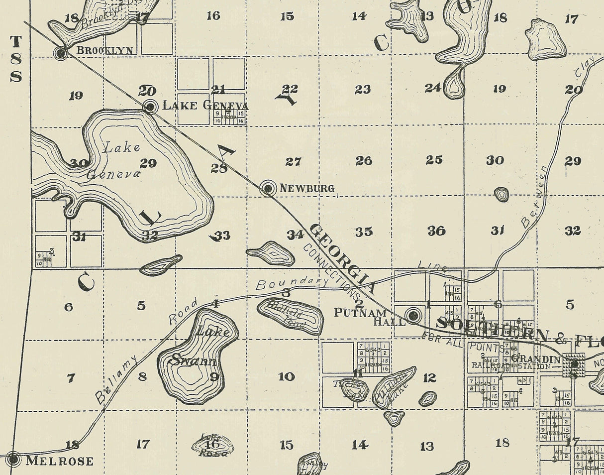 1915 Map of Part of Clay and Putnam County Florida Farms and Homes Saint Johns River