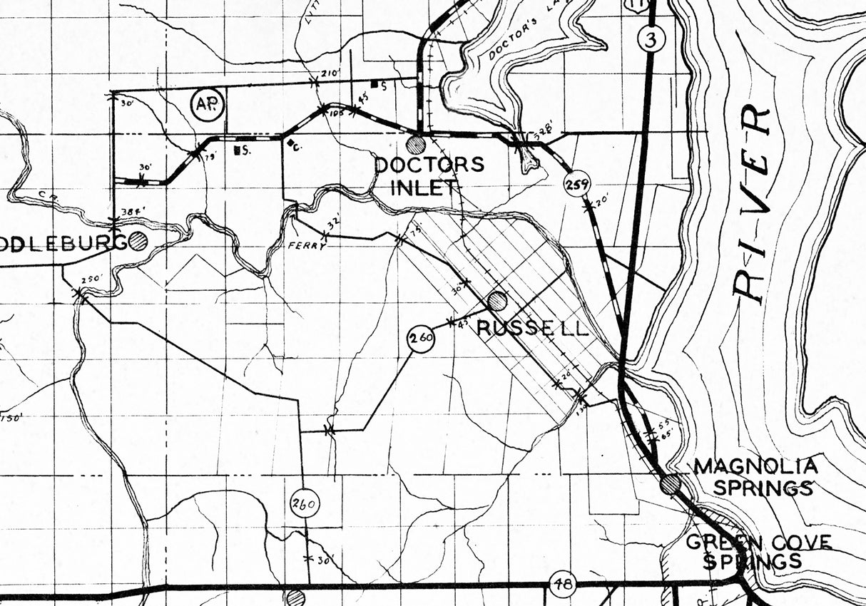 1934 Map of Clay County Florida