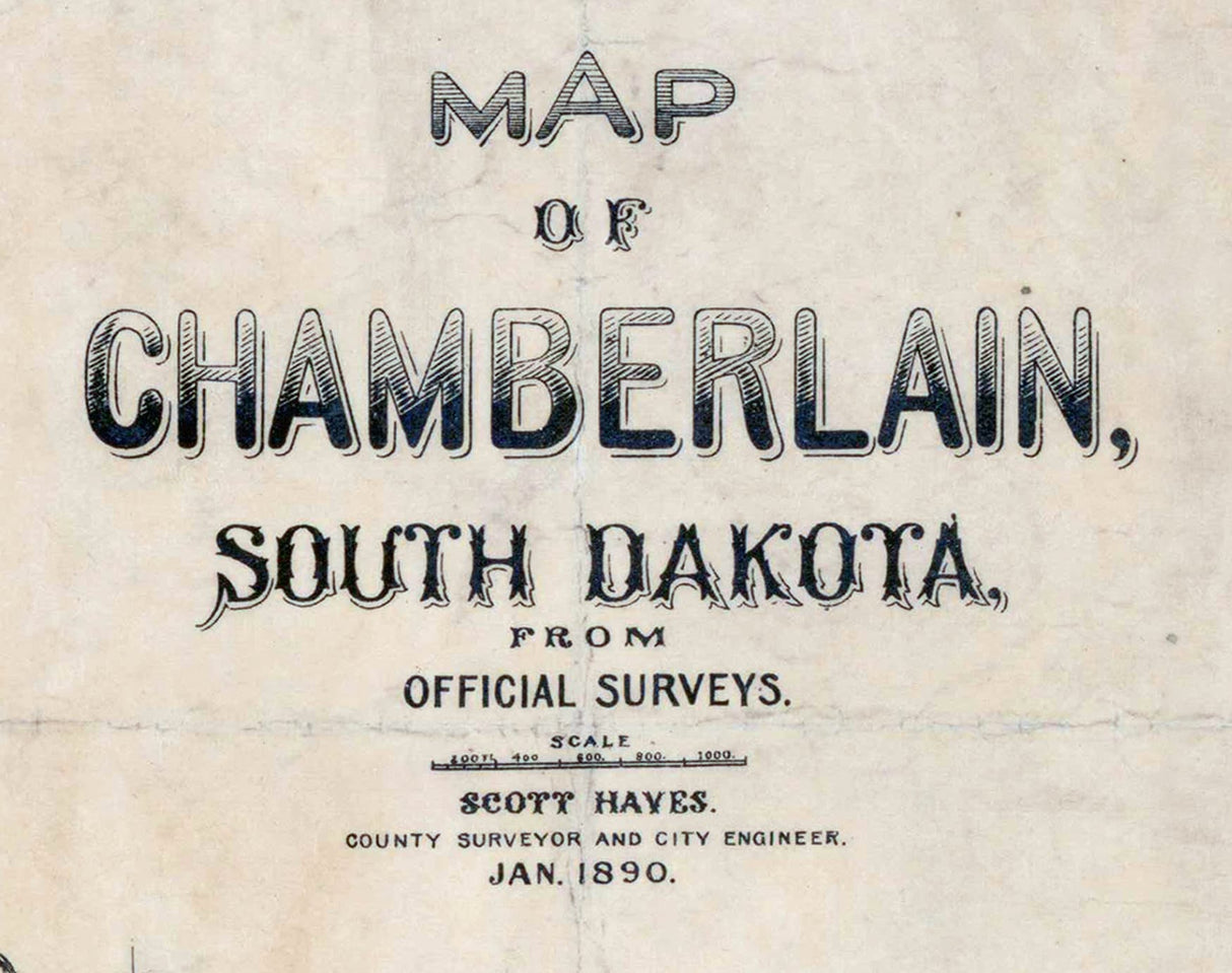 1890 Map of Chamberlain South Dakota