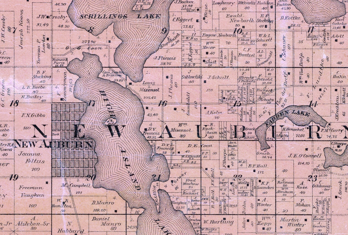 1893 Farm Line Map of Sibley County Minnesota