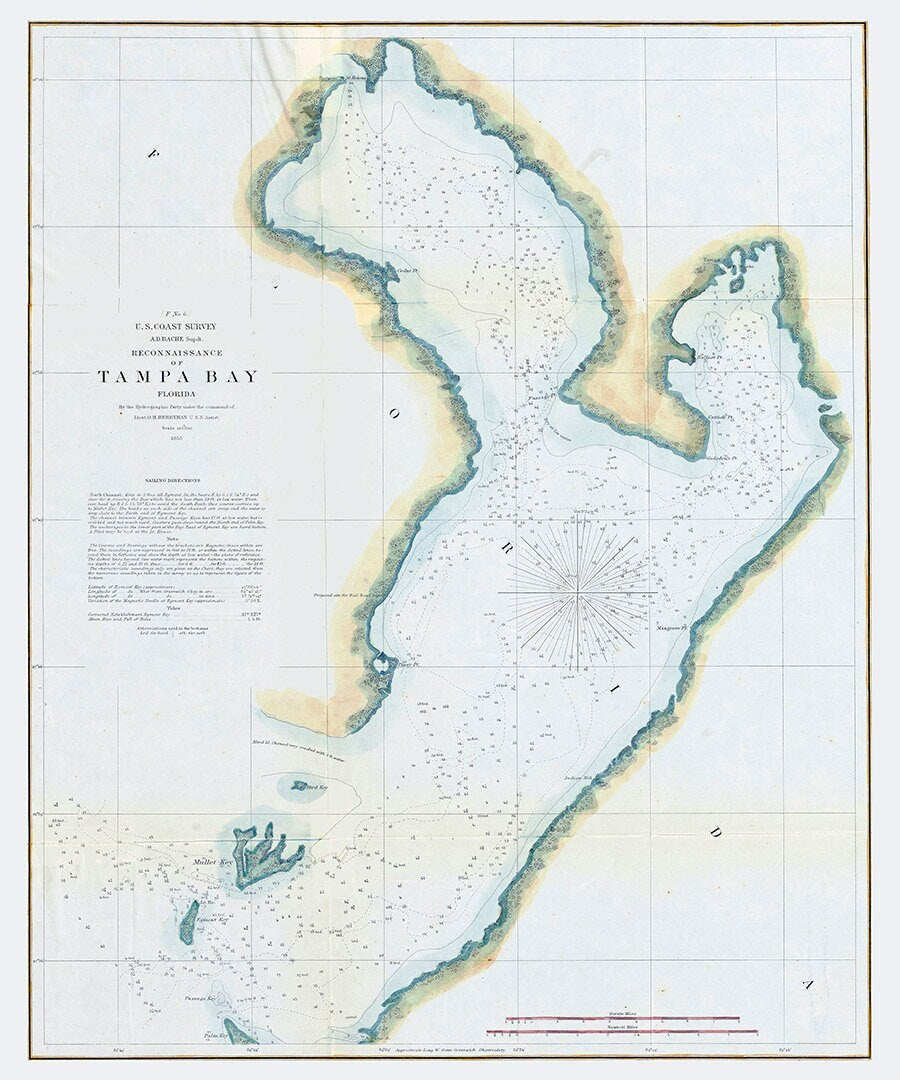 1855 Map of Tampa Bay Florida