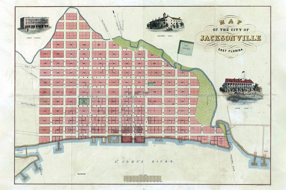 1859 Map of Jacksonville Florida