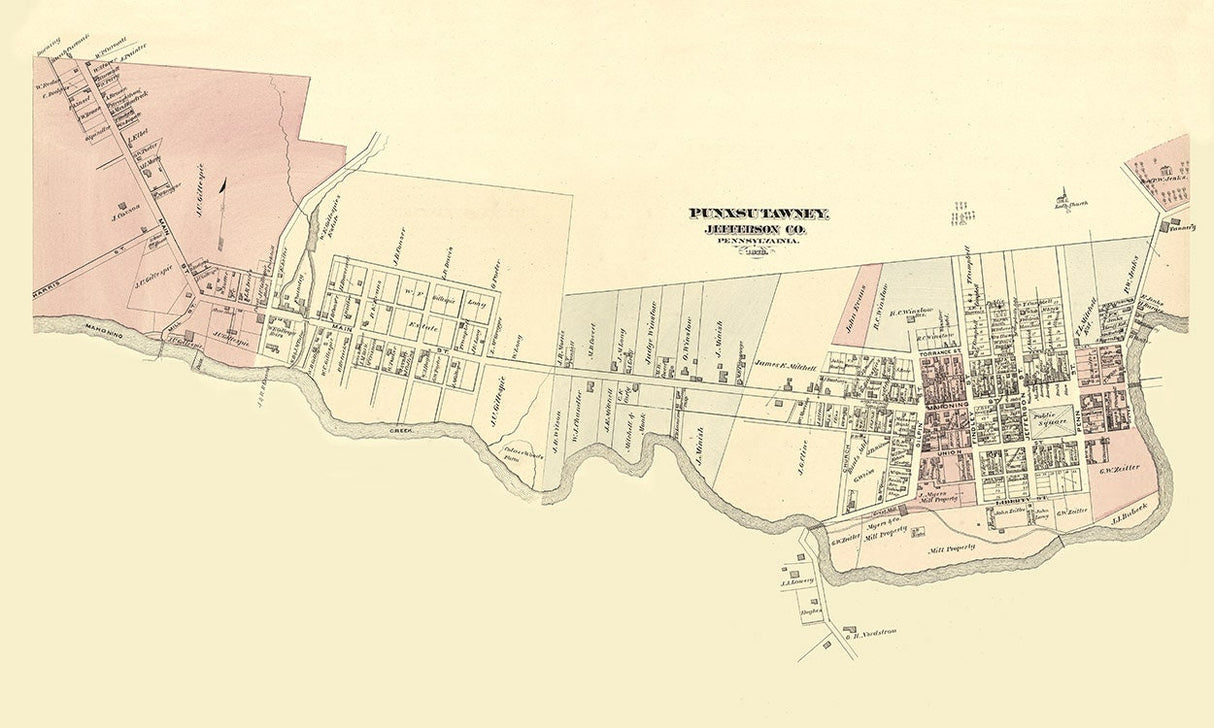 1878 Map of Punxsutawney Jefferson County Pennsylvania