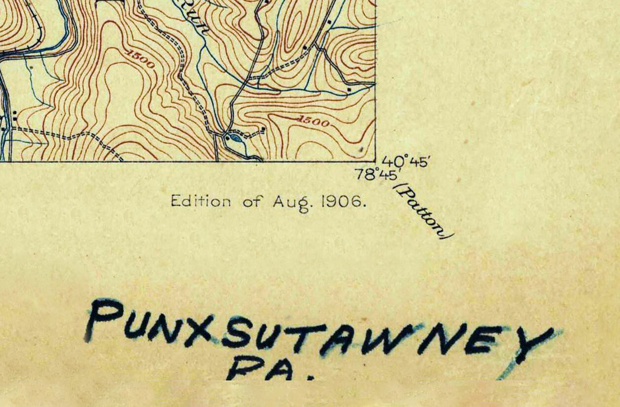 1906 Topo Map of Punxsutawney Pennsylvania Quadrangle