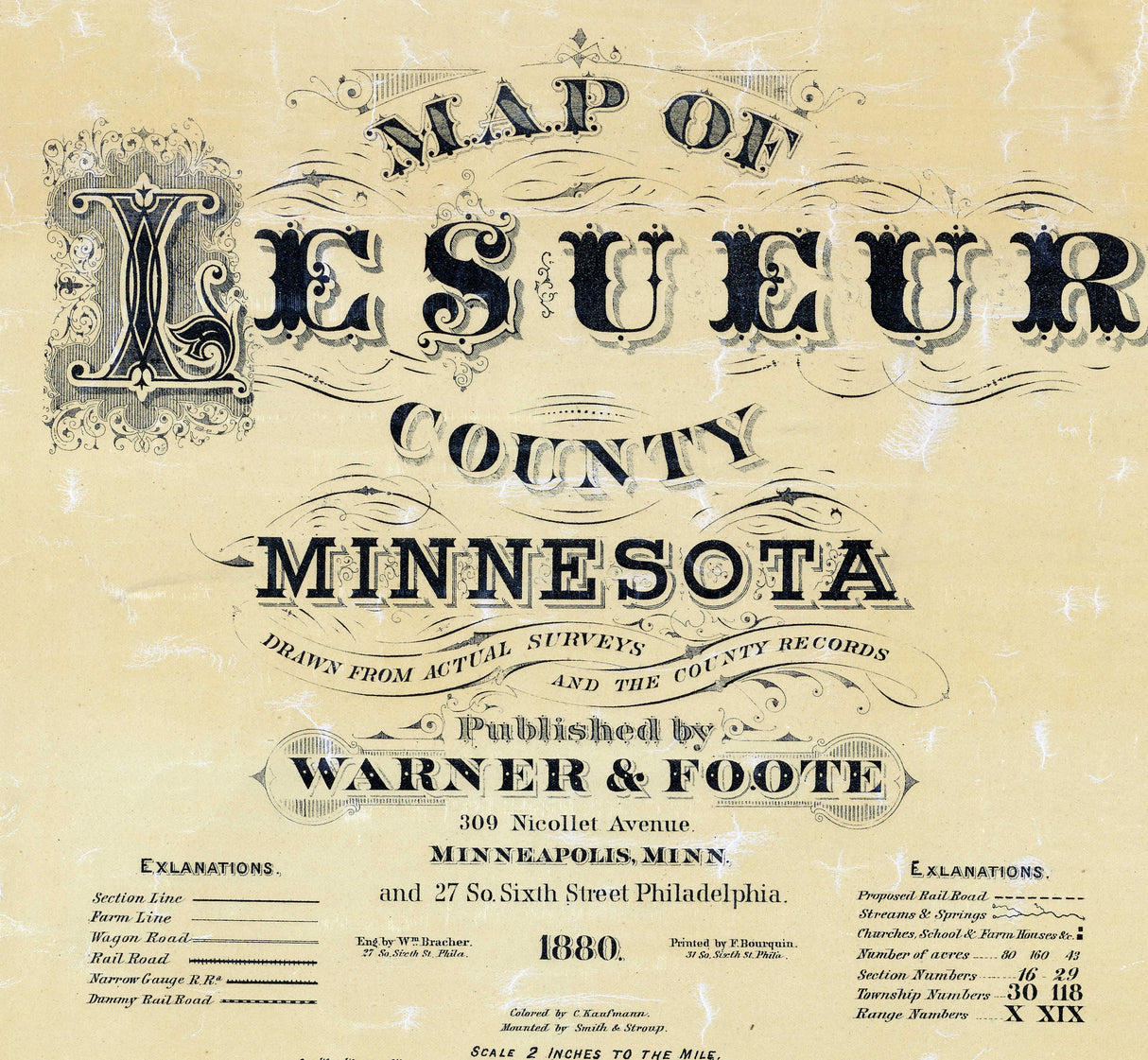 1880 Map of LeSueur County Minnesota