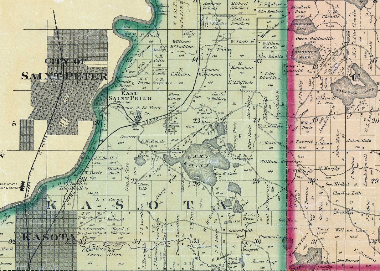 1880 Map of LeSueur County Minnesota