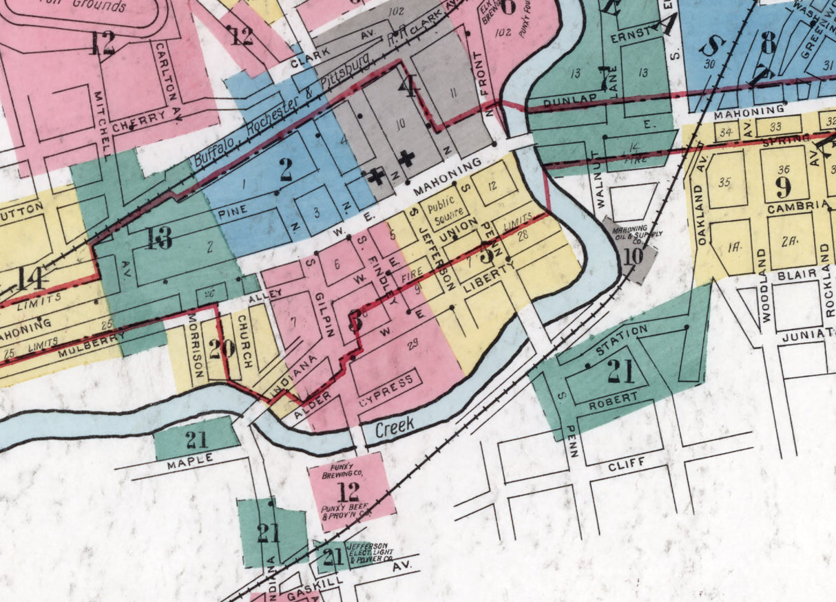 1912 Town Map of Punxsutawney Jefferson County Pennsylvania