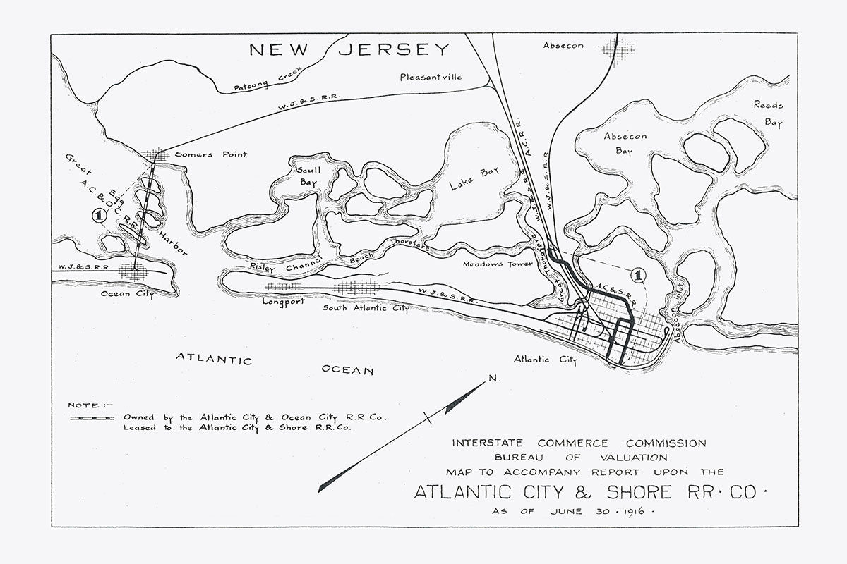 1916 Map of Atlantic City and Ocean City New Jersey