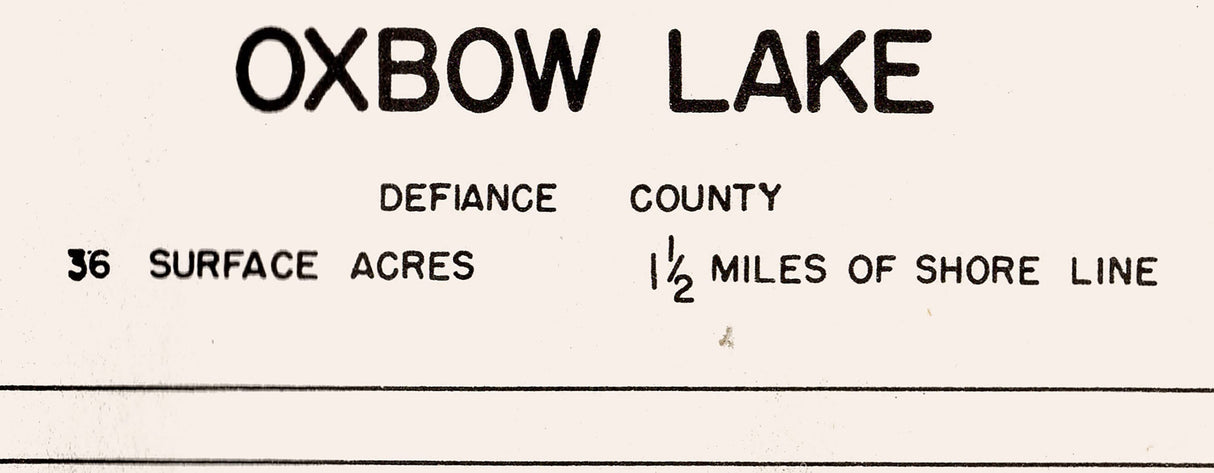 1960 Map of Oxbow Lake Defiance County Ohio