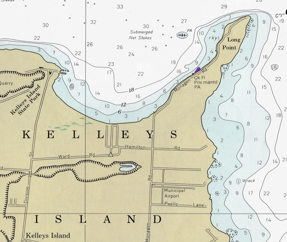 1980 Nautical Map of Kelleys Island Lake Erie