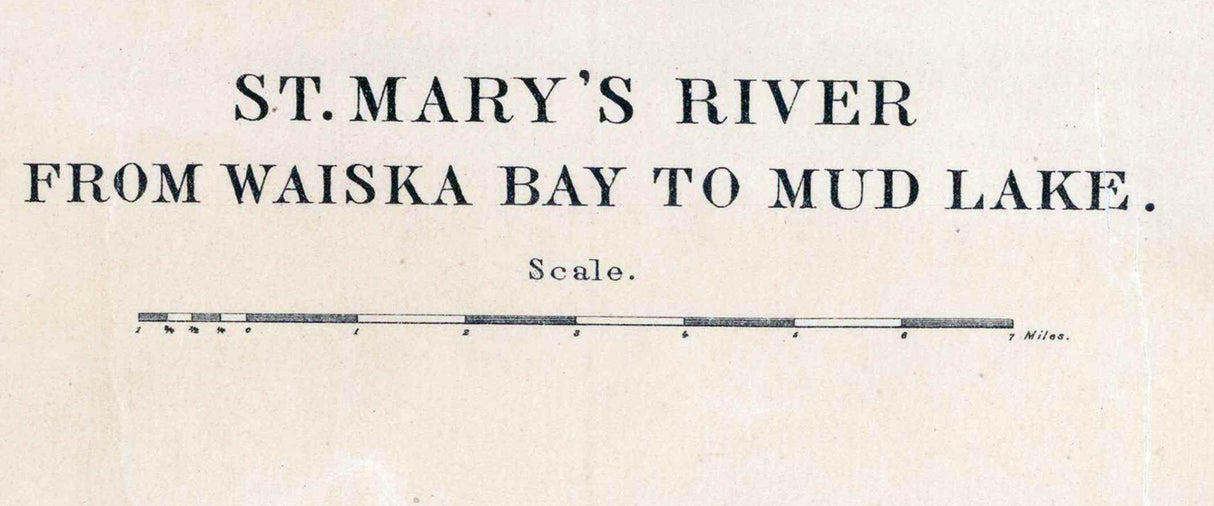 1800s Map of the St Marys River from Lake Superior to Lake Huron