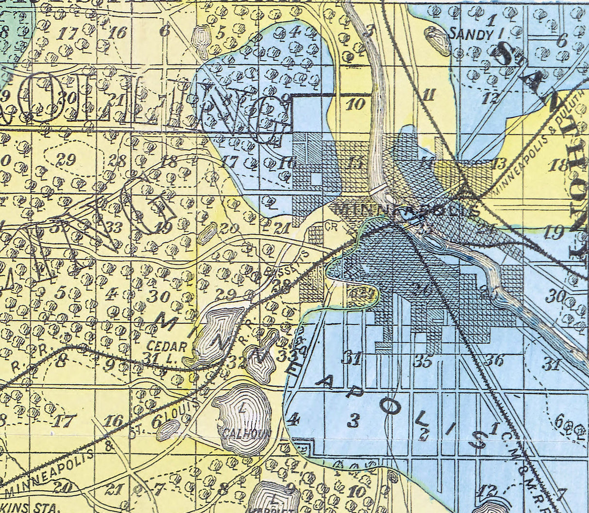 1876 Map of Hennepin County Minnesota