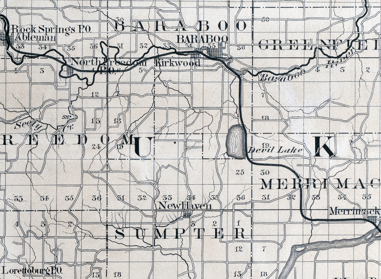 1880 Map of Sauk County Wisconsin