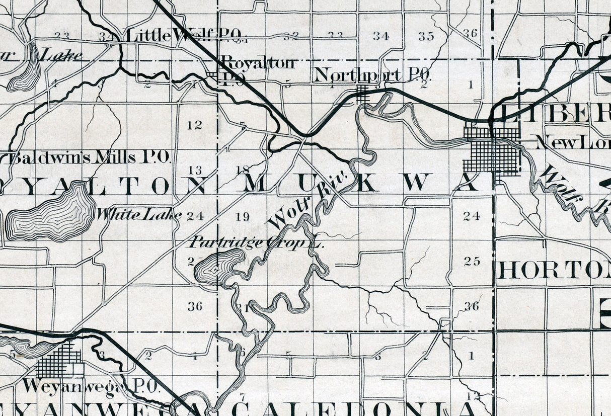 1880 Map of Waupaca County Wisconsin