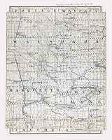 1880 Map of Waushara Marquette and Green Lake County Wisconsin