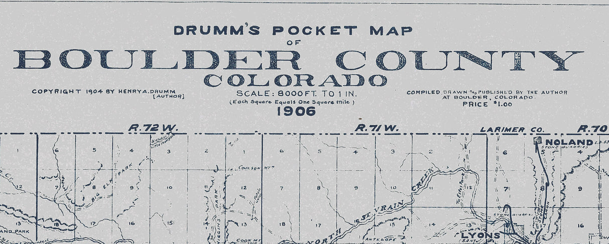 1906 Map of Boulder County Colorado Farms Mines and Oil Wells