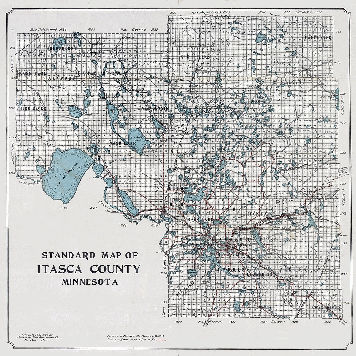 1914 Map of Itasca County Minnesota