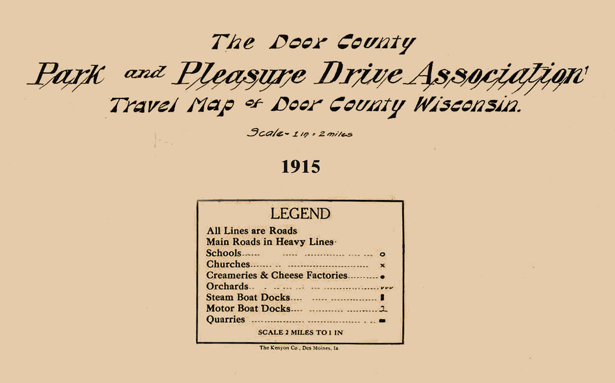 1915 Map of Door County Wisconsin