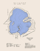 1970 Map of Browns Lake Racine County Wisconsin