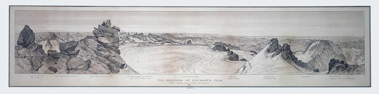 1872 Panoramic Map of Fremonts Peak Wyoming Wind River Mountains