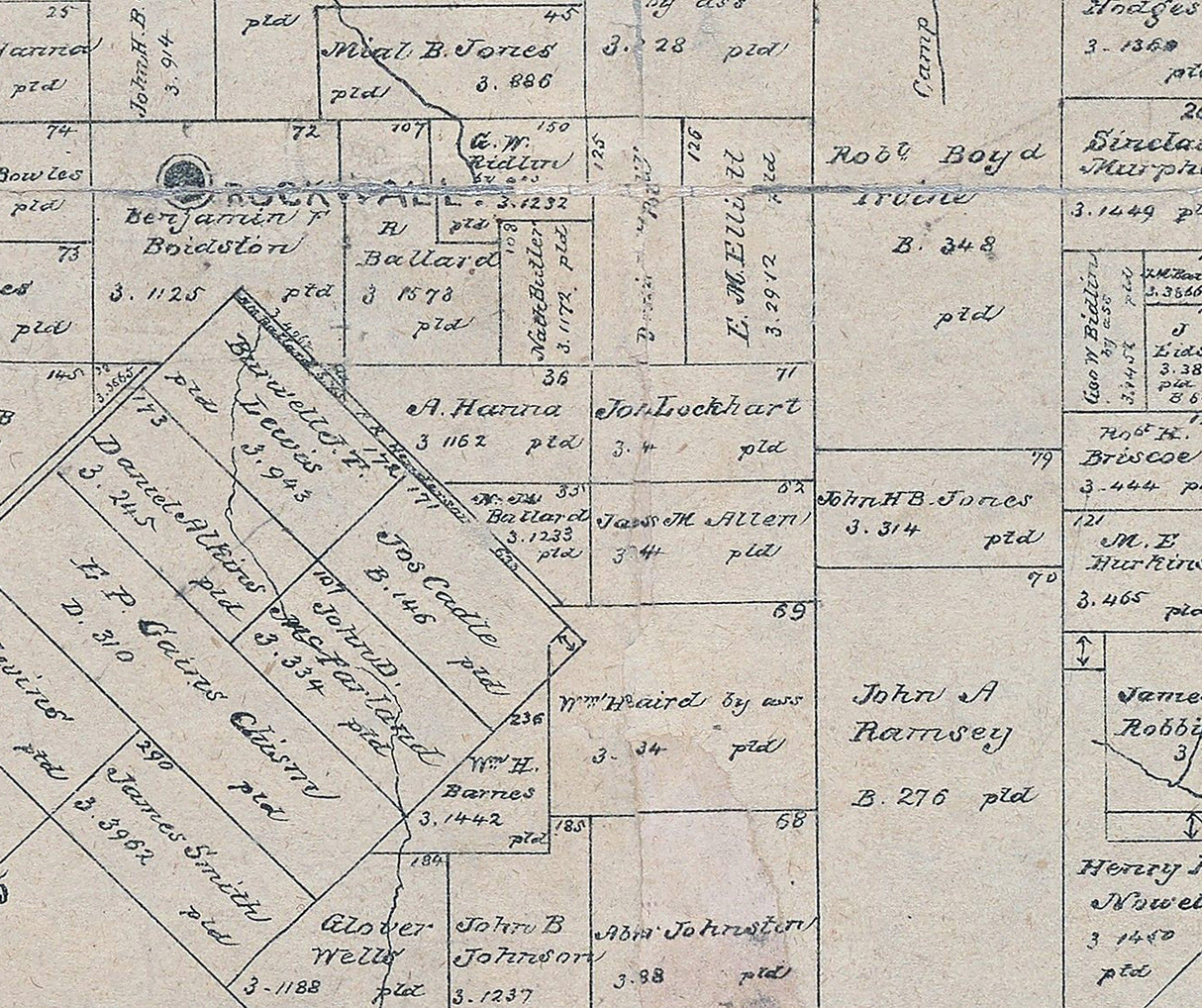 1880 Map of Rockwall County Texas