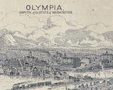 1890 Panoramic Map of Olympia Washington