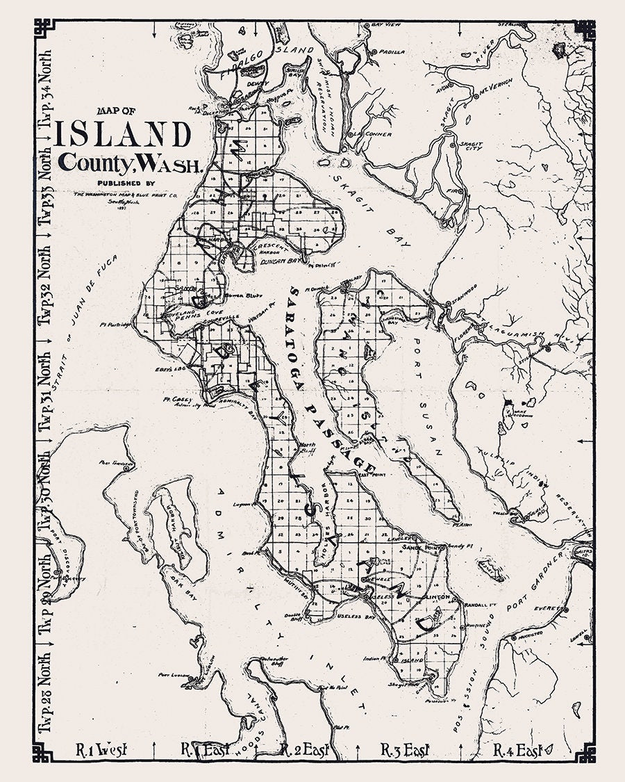 1892 Map of Island County Washington