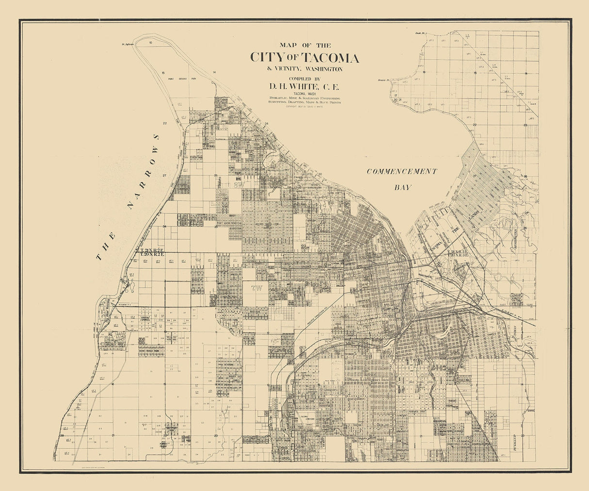 1907 Map of Tacoma Washington