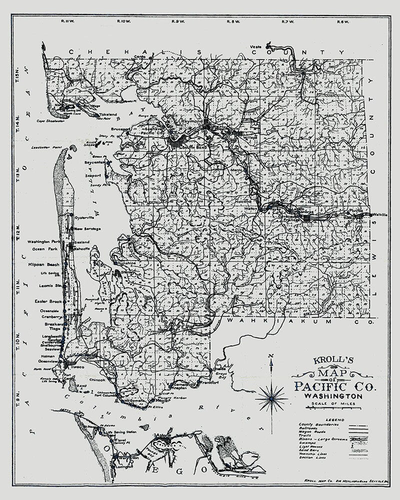 1910 Map of Pacific County Washington