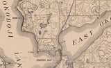 1910 Map of Okoboji Lake Region Iowa