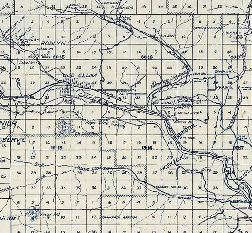 1916 Map of Kittitas County Washington