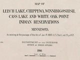 1916 Map of Leech Lake Chippewa Winnibigoshish Cass Lake and White Oak Point Reservations Minnesota