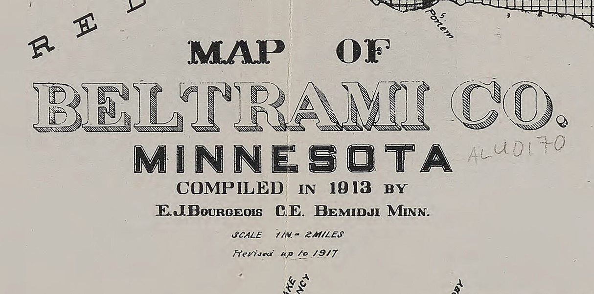 1917 Map of Beltrami County Minnesota