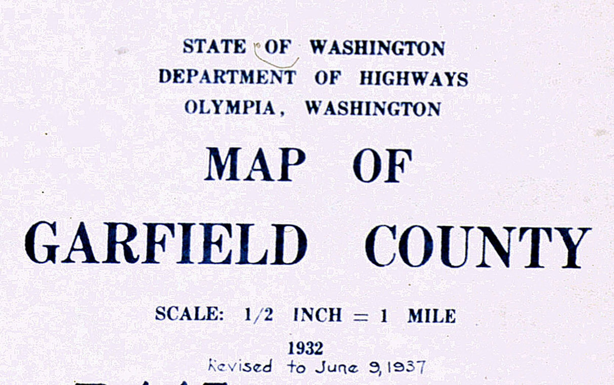 1937 Map of Garfield County Washington