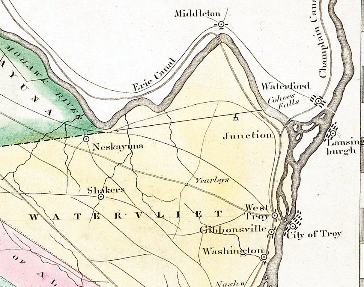 1829 Map of Albany and Schenectady County New York