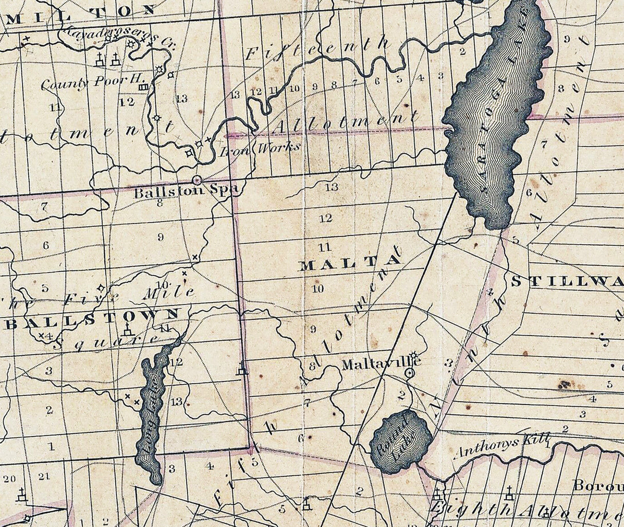 1829 Map of Saratoga County New York