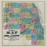 1871 Map of Cook and Dupage County Illinois