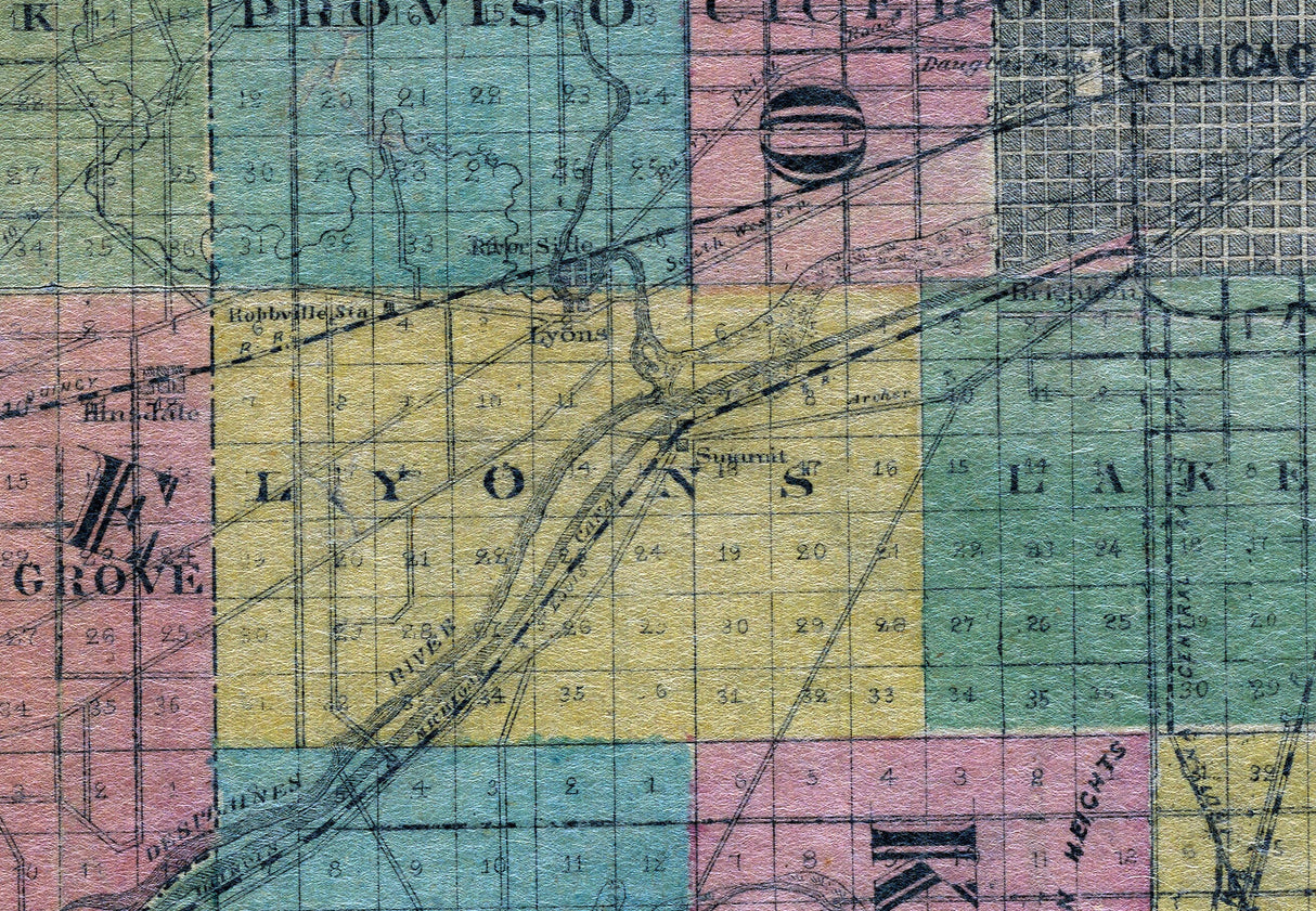 1871 Map of Cook and Dupage County Illinois