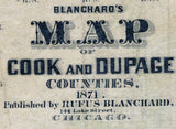 1871 Map of Cook and Dupage County Illinois