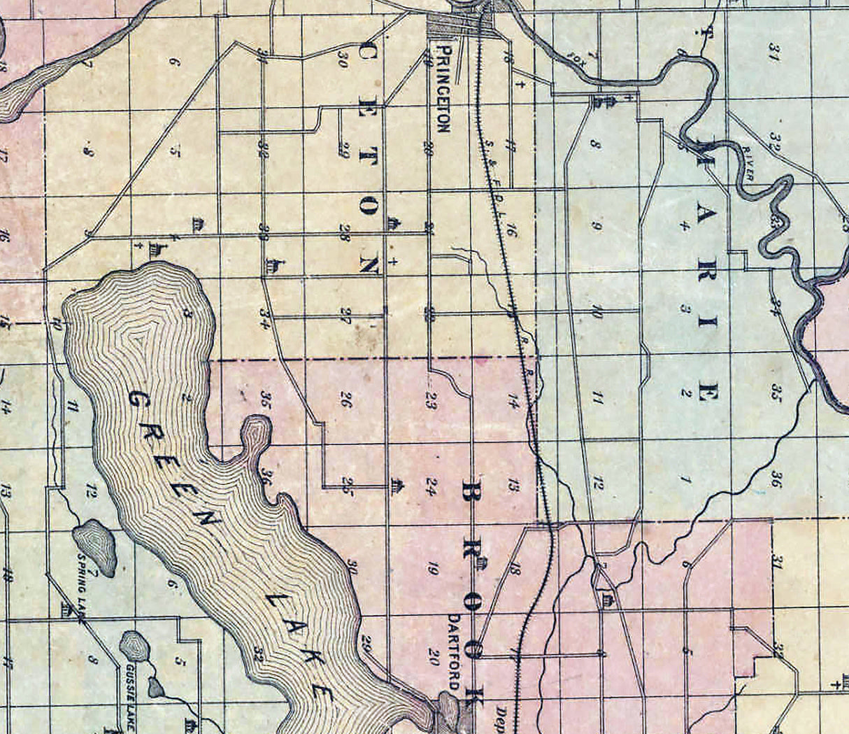 1875 Map of Green Lake County Wisconsin