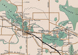 1888 Map of The Lakes of Oconomowoc and Waukesha County Wisconsin