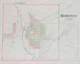 1893 Map of Morenci Lenawee County Michigan