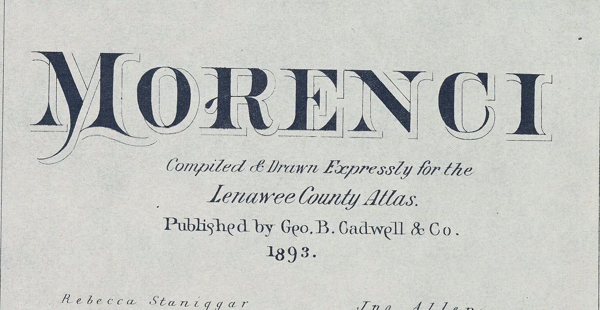 1893 Map of Morenci Lenawee County Michigan