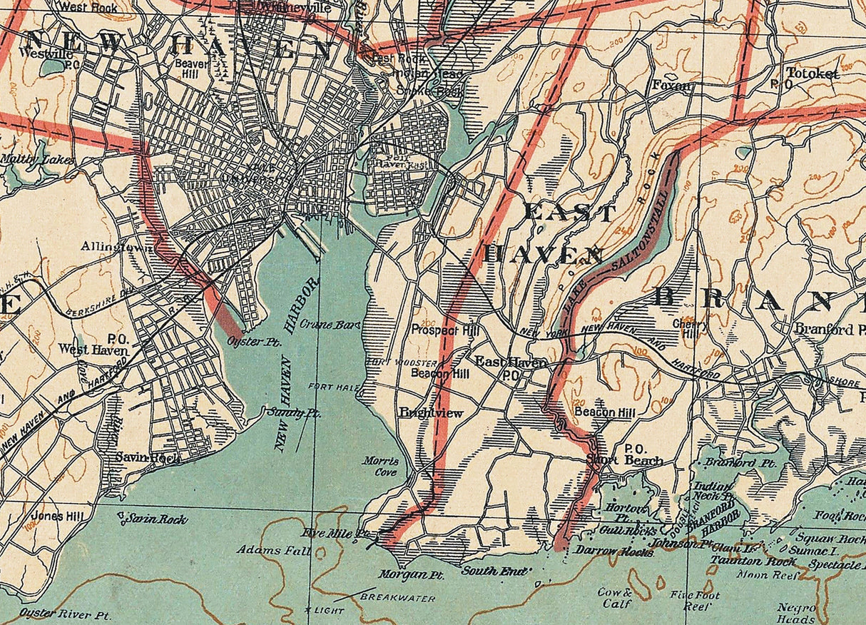 1893 Map of New Haven County Connecticut