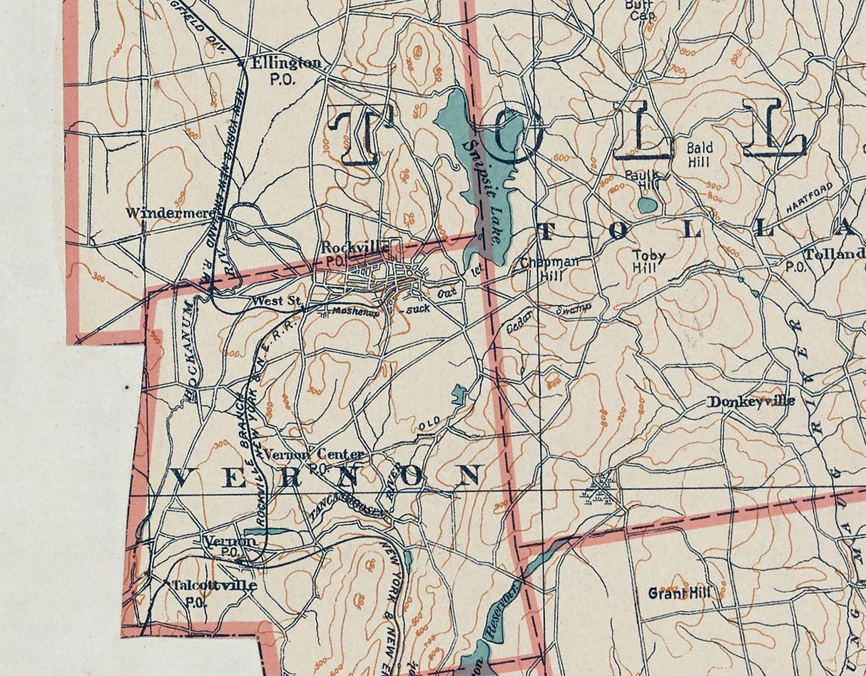 1893 Map of Tolland County Connecticut