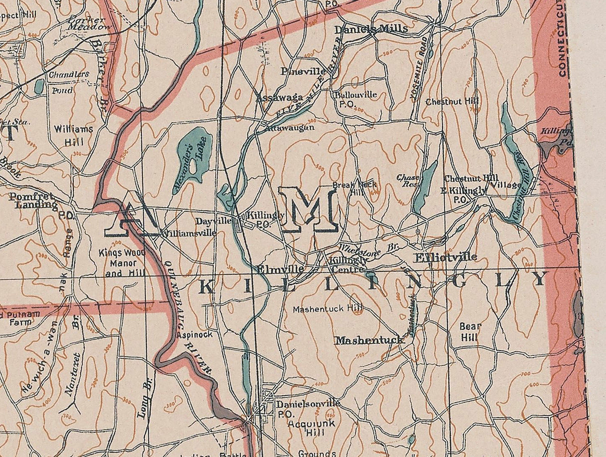 1893 Map of Windham County Connecticut