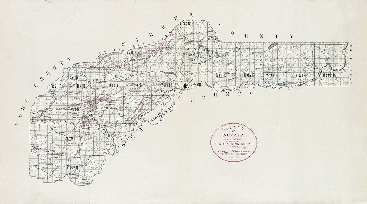 1900 Map of Nevada County California