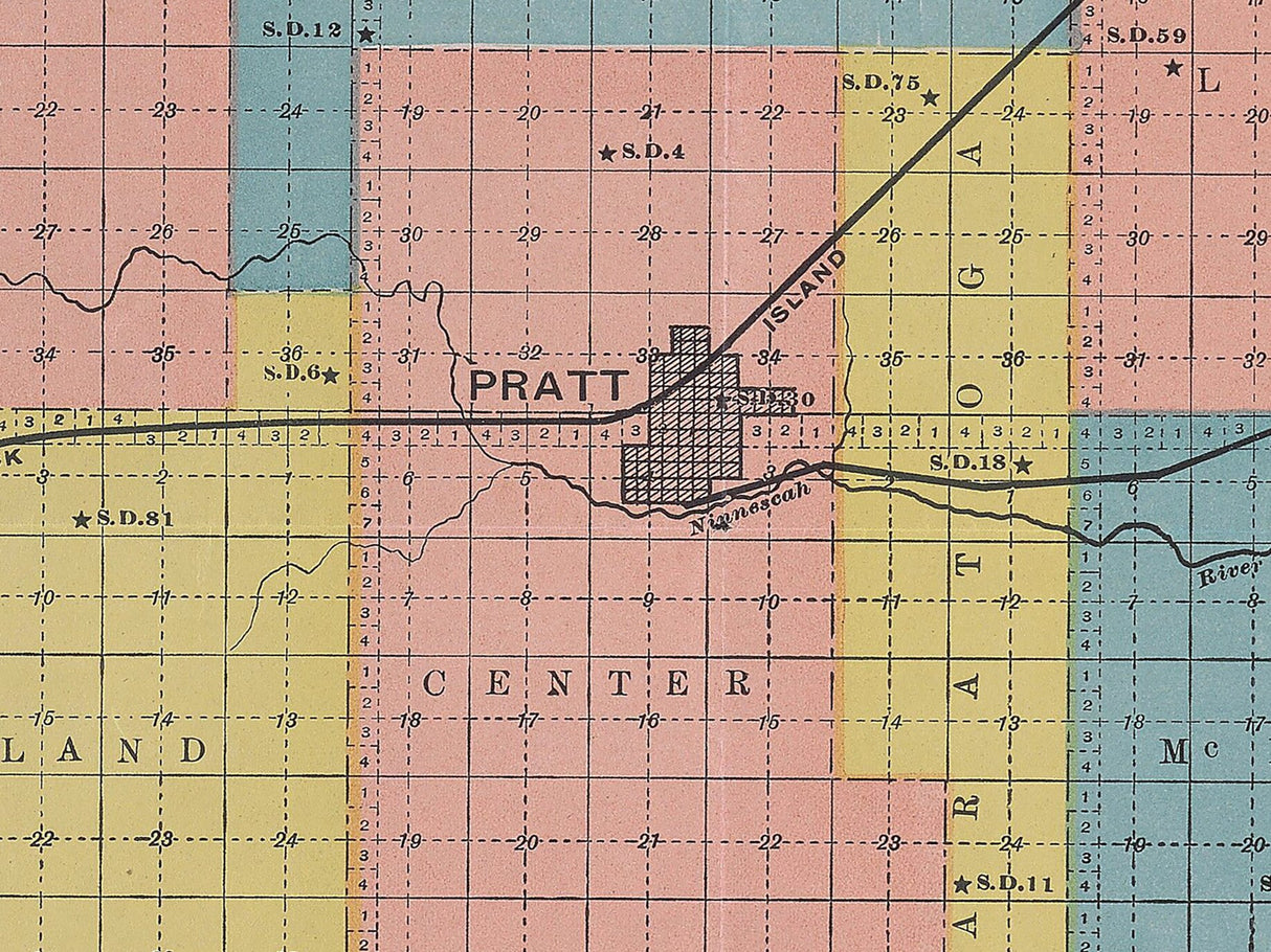 1900 Map of Pratt County Kansas