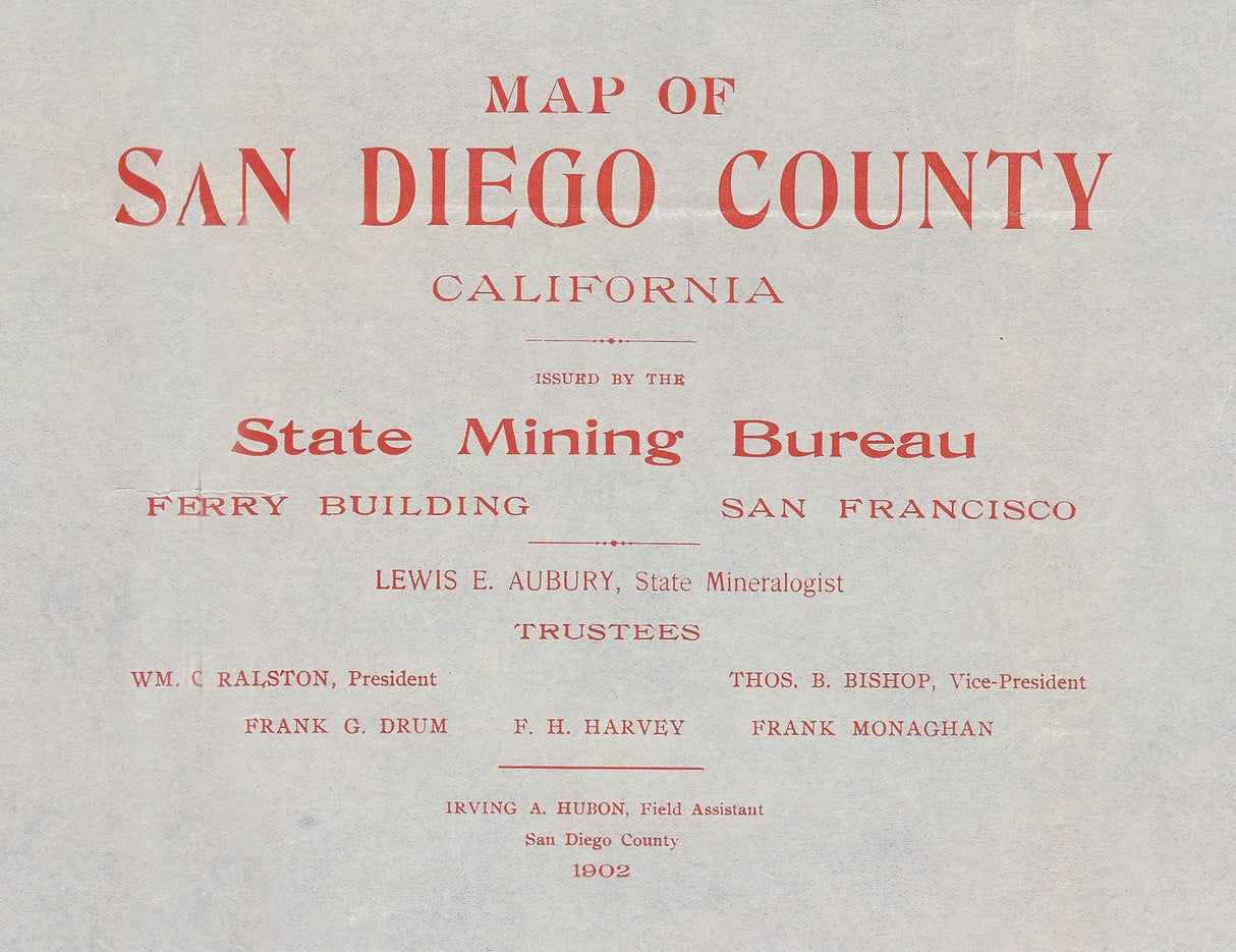 1902 Map of San Diego County California