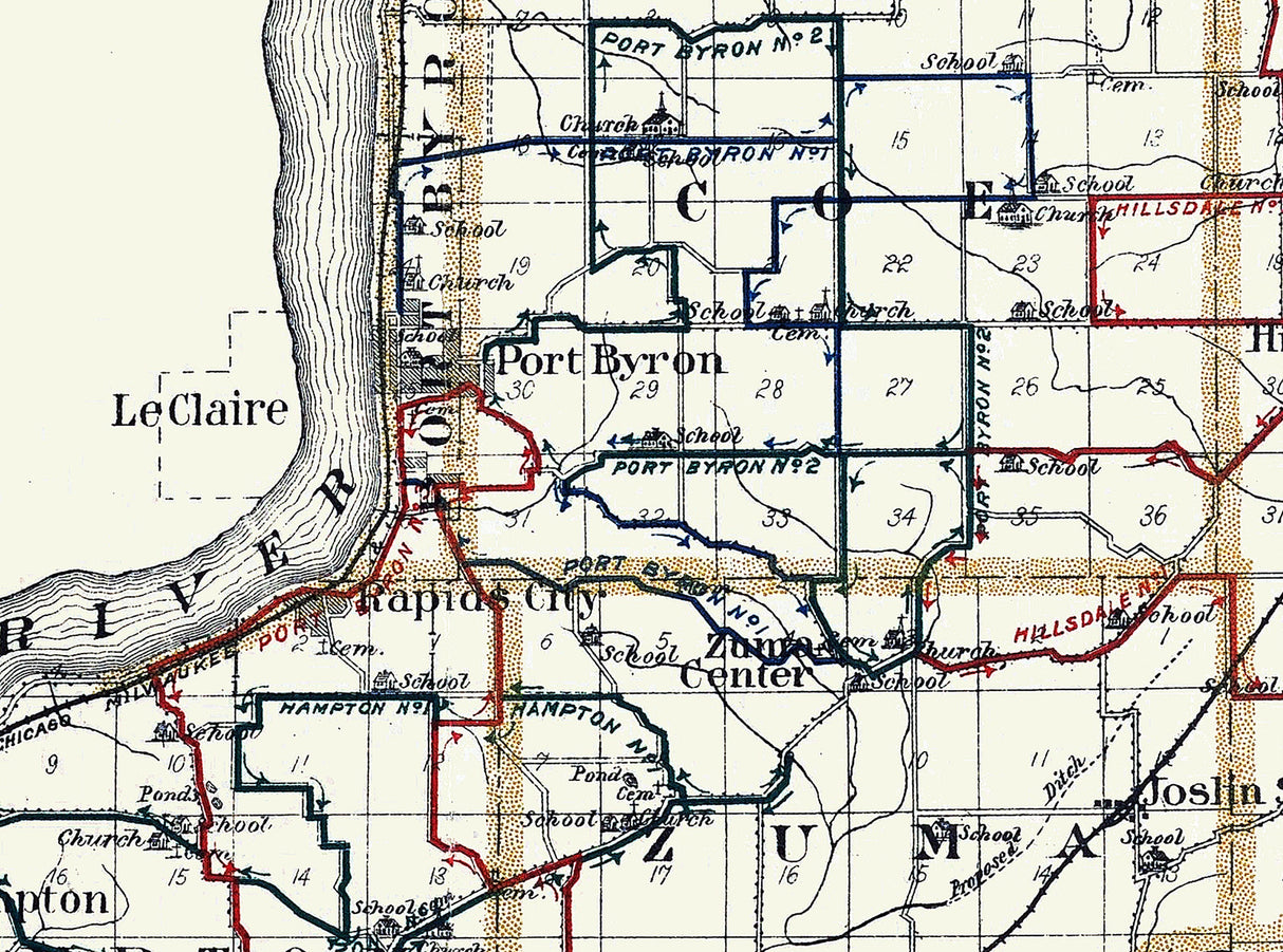 1905 Map of Rock Island County Illinois